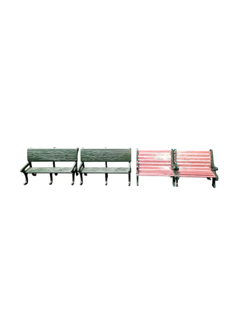 Department 56 & Lemax Park Bench Village Display Lot of 4